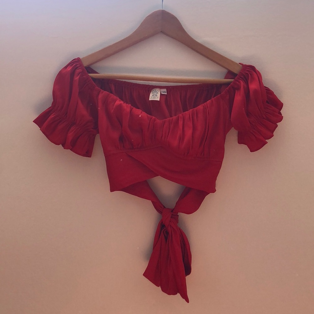 Red crop top with tie
